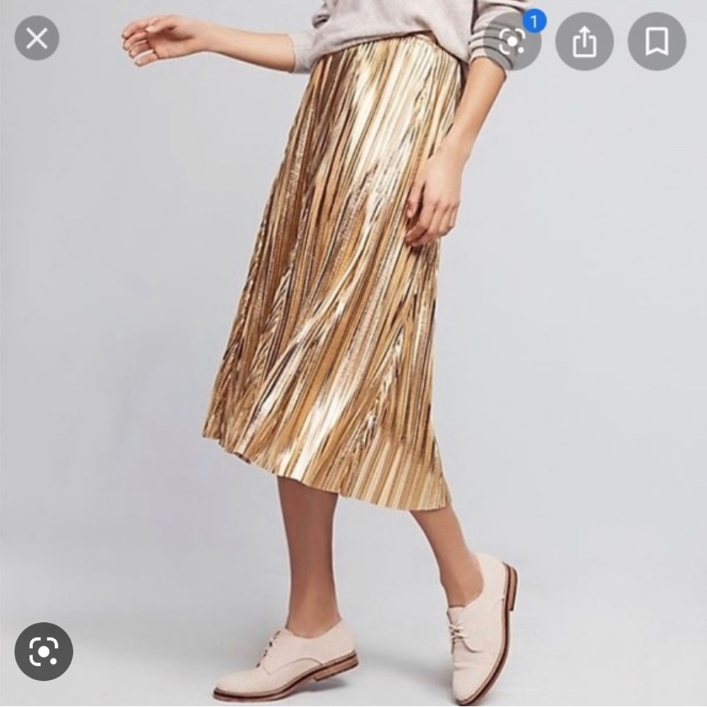 Maeve by Anthropologie Gold Pleated Skirt